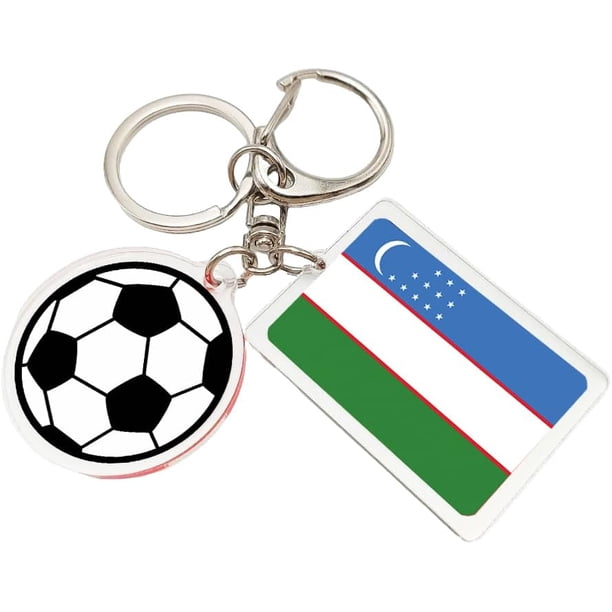 Yanonmyfd 2026 World Cup Soccer Keychain - 2026 World Cup Flag Keychain, Soccer Fan Gift & Souvenir (2PCS),Uzbekistan