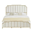 thumbnail image 4 of Queen Size Platform Bed Frame, Velvet Upholstered Bed with Gold Trim Headboard, 4 of 11