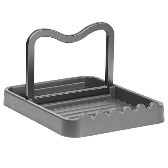 Kitchen Pot Lid Storage Rack,Pot Lid Holder While Cooking,Multifunctional Plastic Spoon Rest With Lid Holder,Kitchen Pot Cover Organizer For Countertop,Spatula Holder For Counter Stove Top,Gray