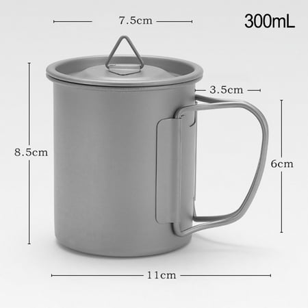 

Ana 300/450ML Titanium Cup with Lid Portable Camping Coffee Mug Ultralight Beer Cup