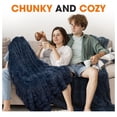thumbnail image 5 of Shaggy Throw Blanket - 50x60 Navy Blue Faux Fur Blanket, 5 of 9