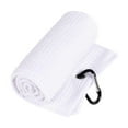 thumbnail image 4 of Toalla de golf con mosquetón, regalo para golfistas, toalla de secado rápido con estampado de gofres. Blanco, 4 of 8