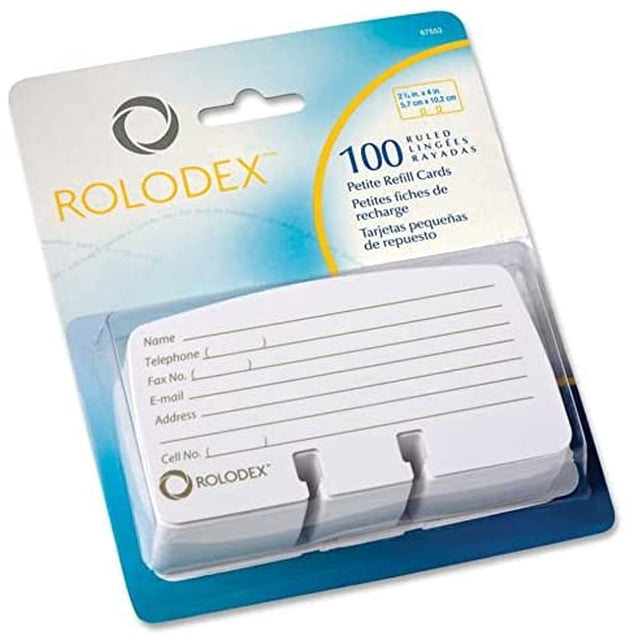 Rolodex Cards Rotary, Petite Refill Cards Preprinted 2-1/4