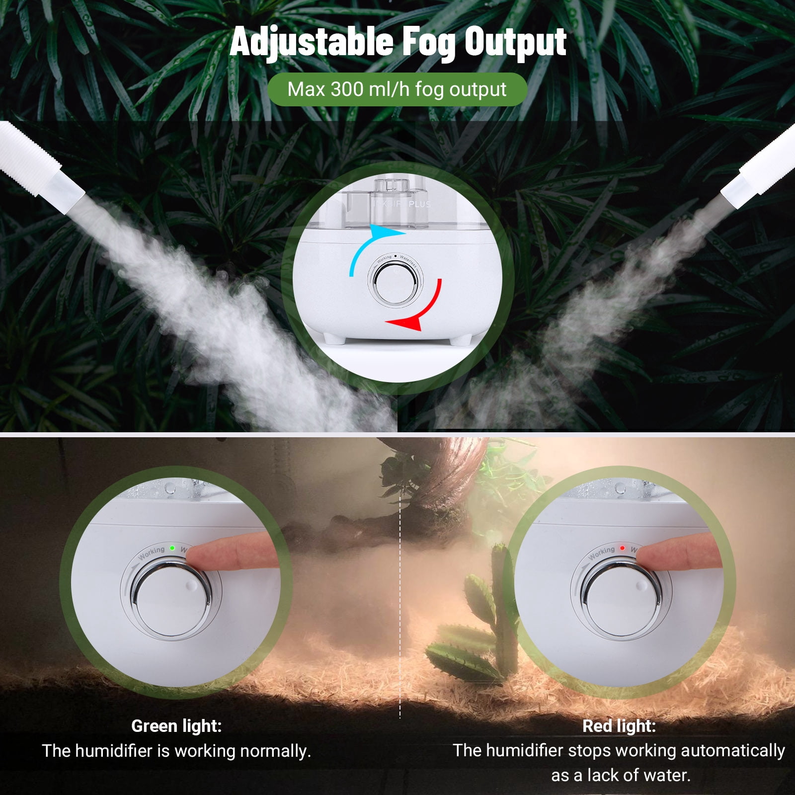 INKBIRDPLUS Reptile Humidifier, Terrarium Fogger With 4L Large Tank, Extendable Tube, Ultra Quiet Mister With Dry-Run Protection, Ideal For Reptiles, Amphibians, Wet Plants