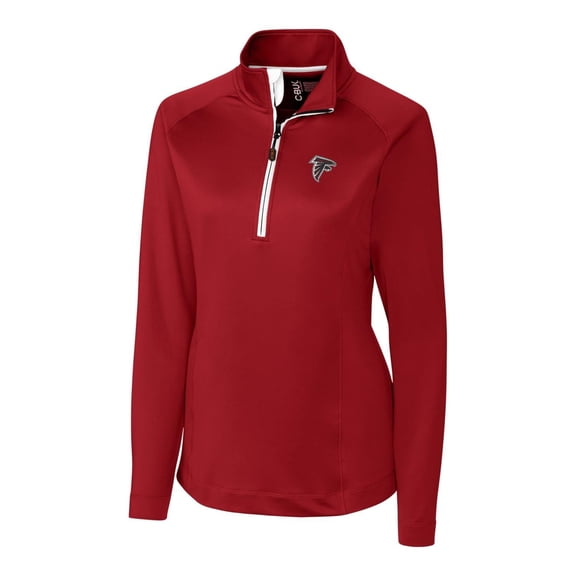 Women's Cutter & Buck Red Atlanta Falcons Jackson Half-Zip Overknit Pullover Jacket