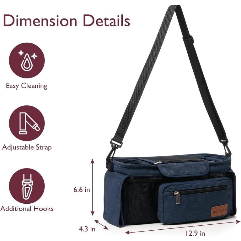 Momcozy Universal Stroller Organizer, Blue Insulated Cup Holder photo 7