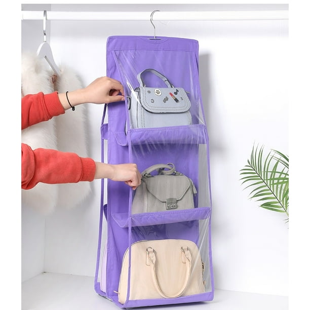 6 Pocket Large Clear Shelf Bags Purse Handbags Hanging Bag Organizer Organizer Door Storage Closet Hanger Walmart