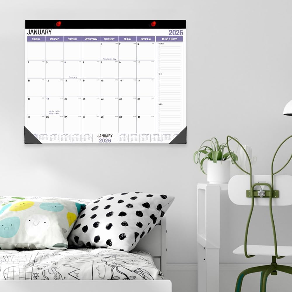 Large Desk Calendar 2026, Runs from January 2026 to December 2026, 22" x 17" Desk Calendars with to-do List, 15 Months Calendar 2026, Extra Large Desk Calendar for Home or Office