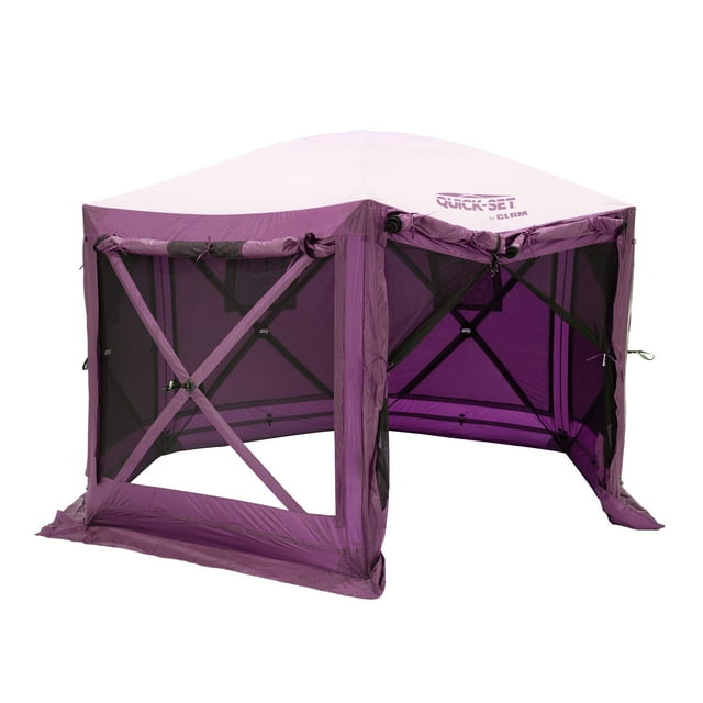 CLAM Abri de Pavillon à Montage Rapide 12,5” x 12,5” avec Panneaux Coupe-Vent, Prune