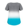 thumbnail image 5 of Womens Pleated Tunic Tops with Leggings, Short Sleeve Shirts for Women Summer Fashion Color Patchwork Flowy Crewneck Dressy Blouses, 5 of 6