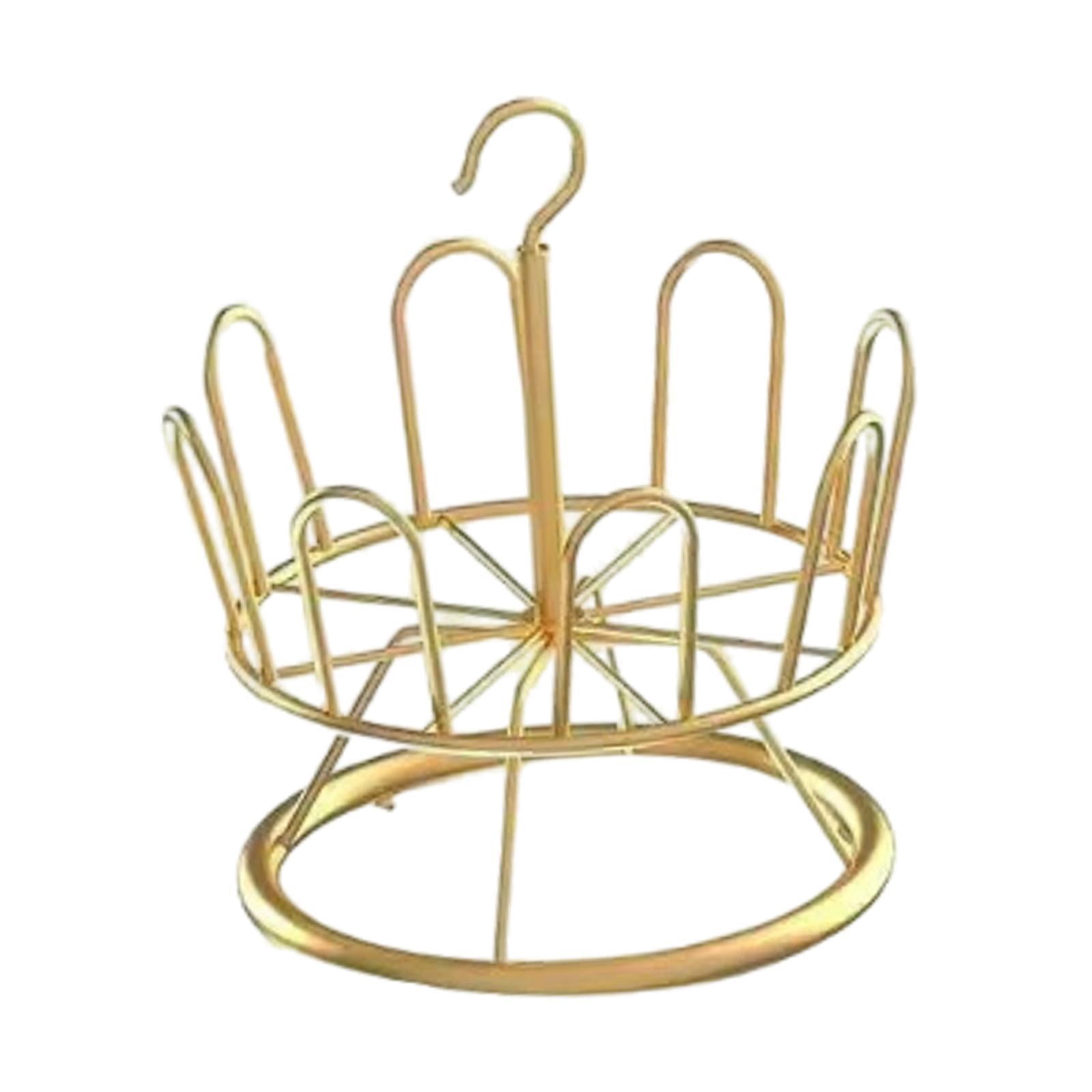 perfk Revolving Shoe Rack Modern Metal Shoe Tree Rack for Apartment Farmhouse Dorm Gold 1 Tier