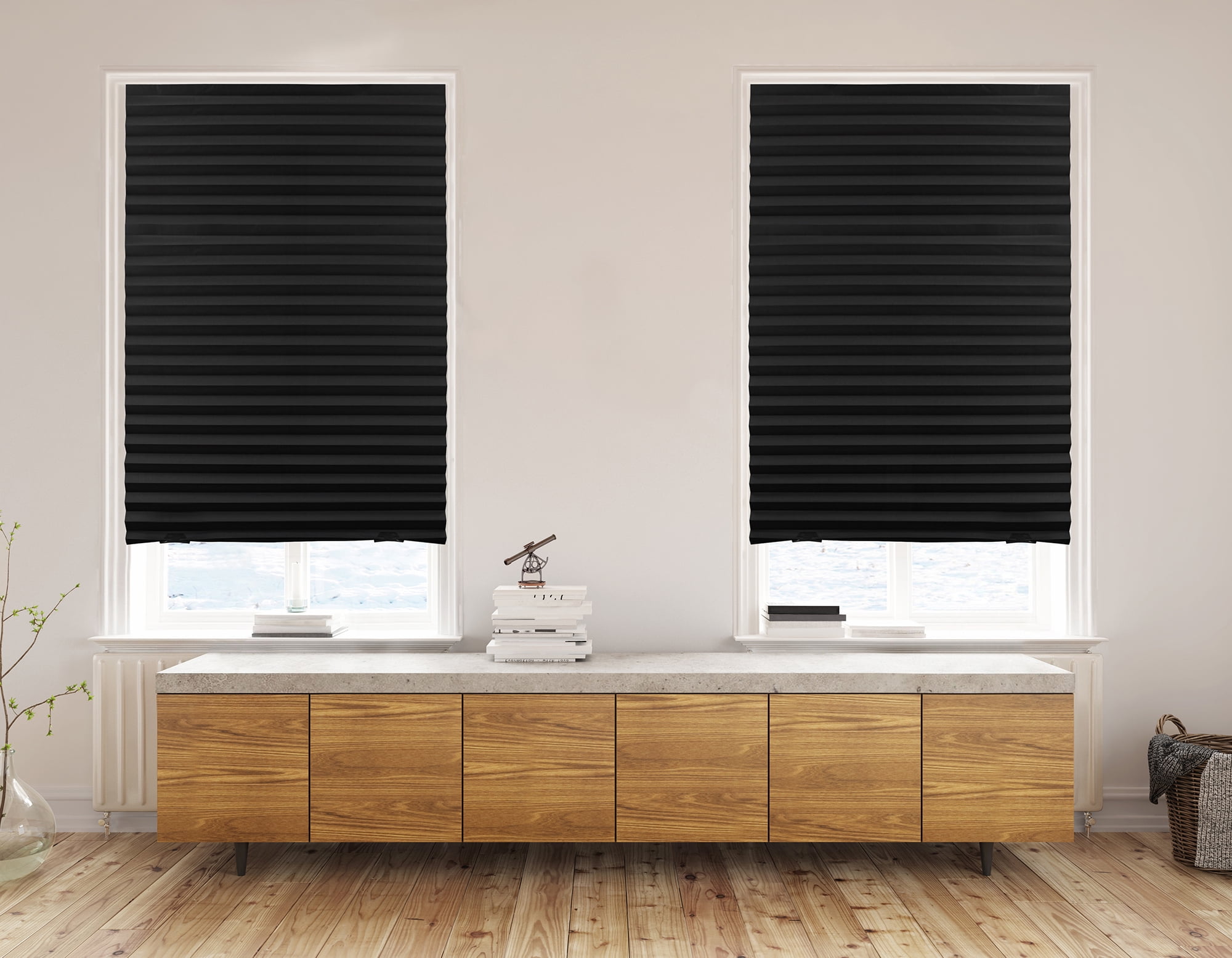 Lumi Blackout Cordless (EZ-Clip) Paper Temporary Pleated Shades, 36" x72", Black (6-Pack)
