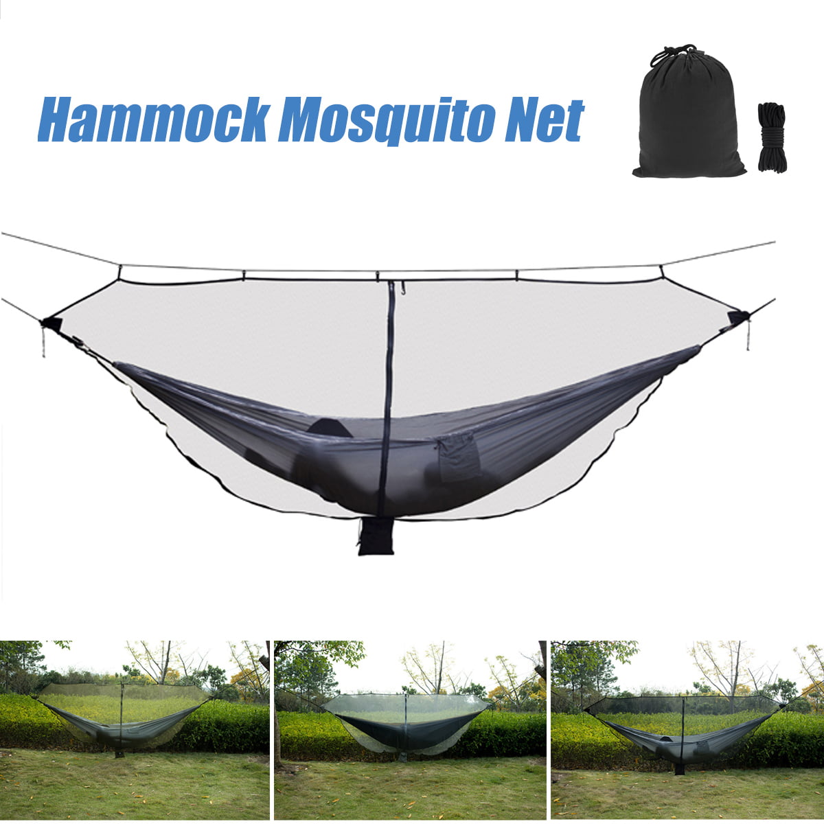 Outdoor Nylon Camping Hiking Mosquito Mesh Net for Double Hammock Hanging Bed 