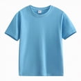 thumbnail image 4 of Ccpelsie Boys Shirt Short Sleeve T-Shirt Crew Neck Casual Basic Summer Tee Tops for Kids Teen(Light Blue,2-3 Years), 4 of 8