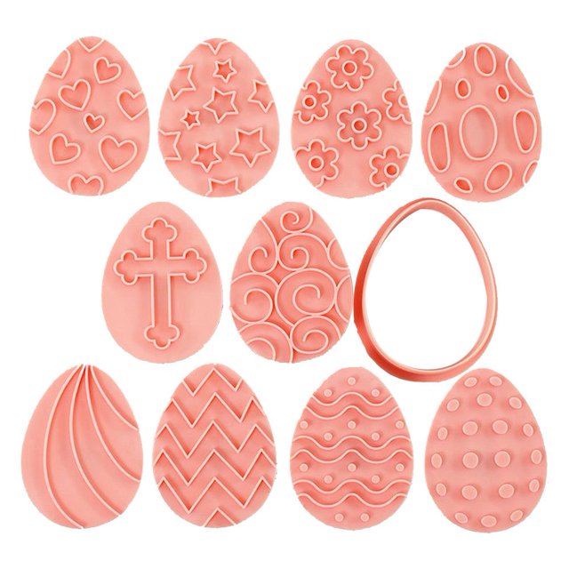 Easter Egg Cookie Embosser Mould Set of 10 Silicone Cake Decorating Tools