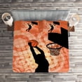 thumbnail image 2 of Ambesonne Orange Quilted Coverlet 3 Pcs, Basketball Dunk Athlete, Queen Size, Pale Orange Black, 2 of 2