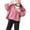 Pink, variant on Women's Hooded Jacket Lightweight Zip-Up Solid Color Fall Hoodies Relaxed Casual Puff 3/4 Sleeve Outdoor Hooded Coat with Elastic Cuffs XXL