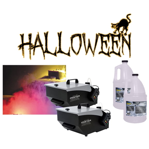 (2) Halloween Mister Kool Low Laying Fog Smoke Machine with (2) Gallon Fluid New