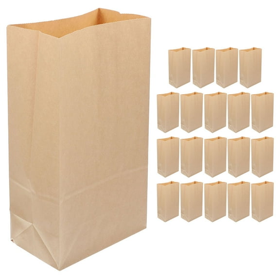 HOOWIFFY Paper Snack Bags Greaseproof Kraft Paper Bags Light Brown 20Pcs