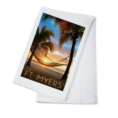 Ft. Myers, Florida, Hammock and Sunset (100% Cotton Tea Towel, Decorative Hand Towel, Kitchen and Home)