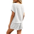 thumbnail image 6 of Women's Linen Blend Soft Fabric Casual Shorts, Elastic Waist Drawstring, Lightweight Breathable Cool Solid, Lounge Summer Beach Outdoor | UKHCCC,White XL, 6 of 7