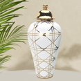thumbnail image 3 of Oriental Ginger Jar Jarrón Decoración para el hogar Tarro de almacenamiento con tapa Adorno Mesa Centro de mesa Arreglo floral para restaurante Café 30cmx65cm Macarena Tarro de jengibre de cerámica, 3 of 7