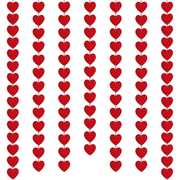 Valentines Day Decorations – 72 PCS Red Felt Hanging Hearts Garland, Pre-Assembled Heart Strings for Home Decor, Anniversary and Party Decorations, Romantic Red Heart Garland (3Pack)