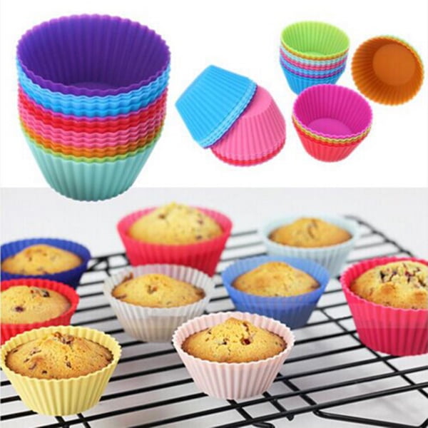 12/24Pcs Reusable Cupcake Moulds Mini Silicone Baking Cups Muffin Cups