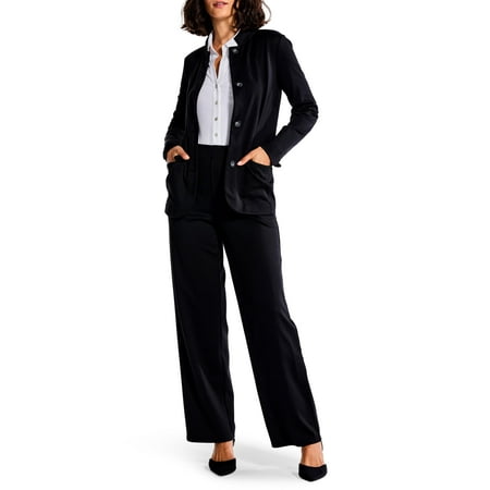 NIC+ZOE Women's Petite Drapey Ponte Blazer, Black Onyx