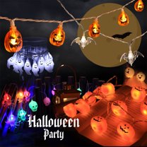 Harliver Battery Operated Pumpkin Lights for Halloween Decorations Indoor, lantern String Lights for Halloween Party Front Door Porch Fireplace Camper Golf Cart Parade Garland Wreath Decor