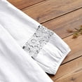 thumbnail image 6 of Dazajoo Women's Cotton Linen Blouse Tunics Summer Boho Loose 3/4 Sleeve Lace Patchwork Tops Hollow Out Leisure T-Shirt for Women 2024,White,M, 6 of 7