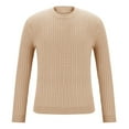 thumbnail image 4 of JUUYY Men's Crewneck Knit Sweater Slim Fit Lightweight Casual Twist Patterned Cable Knitted Pullover Beige XL, 4 of 6