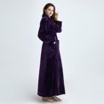 thumbnail image 3 of WZXFASHION Women's Winter Solid Color Lengthened Bathrobe Splicing Home Clothes Long Sleeved Robe Coat Intimates Purple XL, 3 of 6