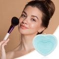 thumbnail image 6 of Unique Bargains Portable Heart Makeup Brush Cleaning Mat 1 Pc Blue, 6 of 6