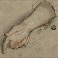 thumbnail image 2 of Antoine Coypel 12x12 Gold Ornate Wood Frame and Double Matted Museum Art Print Titled - Back of Hand and Forearm, 2 of 4