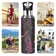 thumbnail image 7 of Yayeee 20oz Insulated Water Bottle Double Wall Stainless Steel with Flip Straw Lid, Dark Purple Floral Pattern, 7 of 7