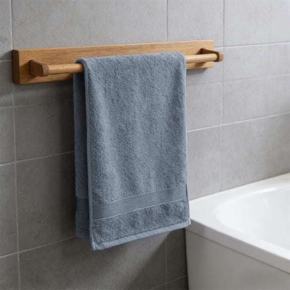 Large Cotton Bath Hand Towel, Super Soft Absorbent Bathroom Towel, 13.38x29.13in, Blue