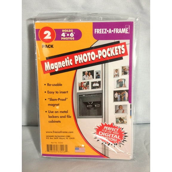 Freez-A-Frame 33246 Magnetic 4" x 6" Photo Frame For Refrigerator 2-pack - Made in USA