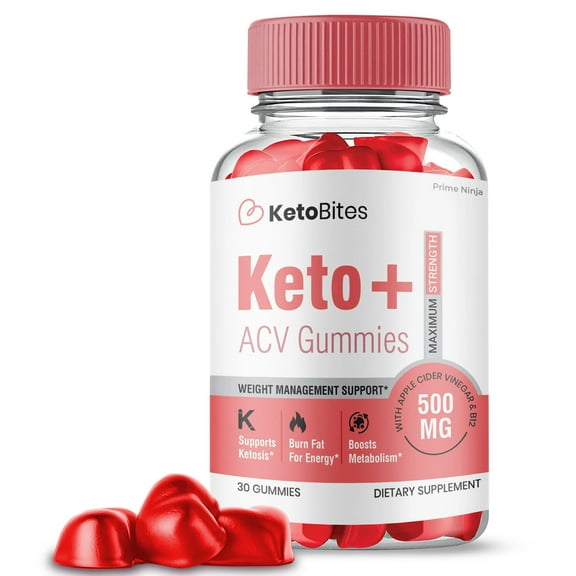 (1 Pack) Keto Bites ACV Gummies, Apple Cider Vinegar, Max Strength, 1 Month Supply Dietary Supplement, Made in USA