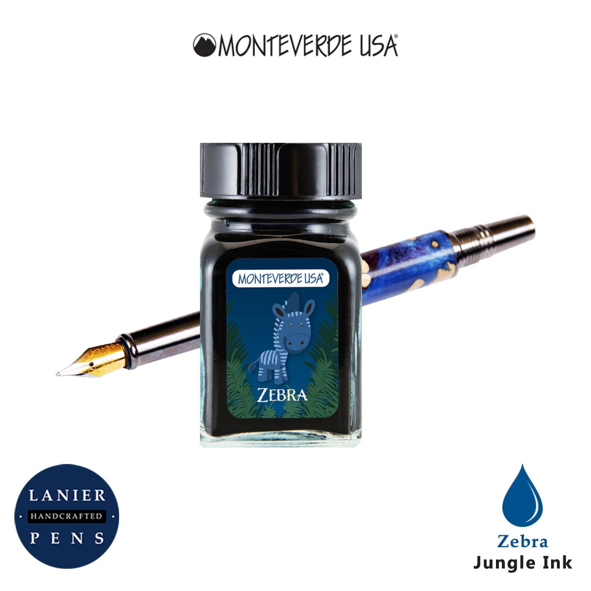 Monteverde G309ZE Ink Bottle 30 ml - Jungle Zebra (Blue)