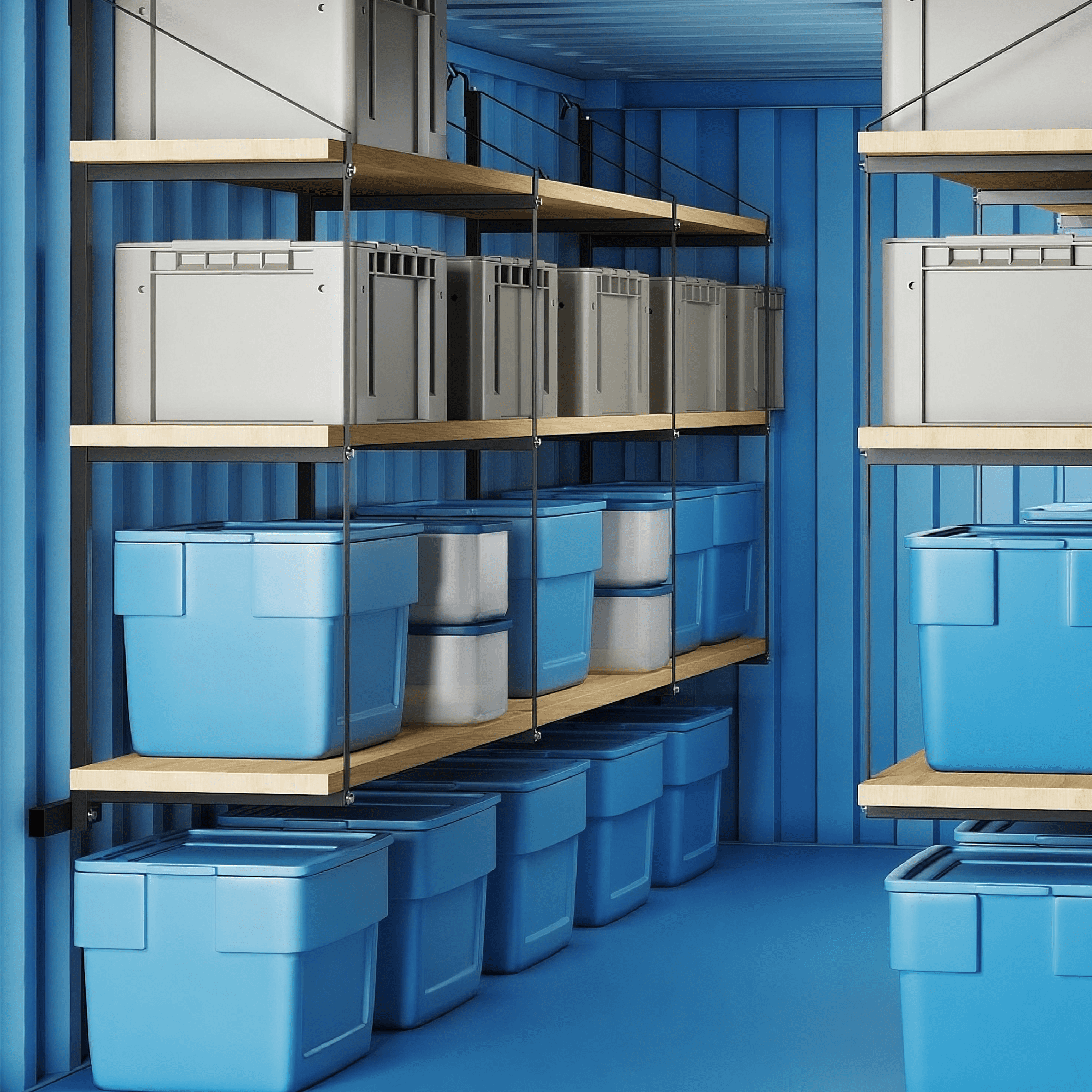 2/4 Pack Shipping Container Shelving Brackets 3-Tier,1100LBS, Hang & Hook Type, Cargo Containers Storage Shelves, Easy to Install Removable, Heavy-Duty