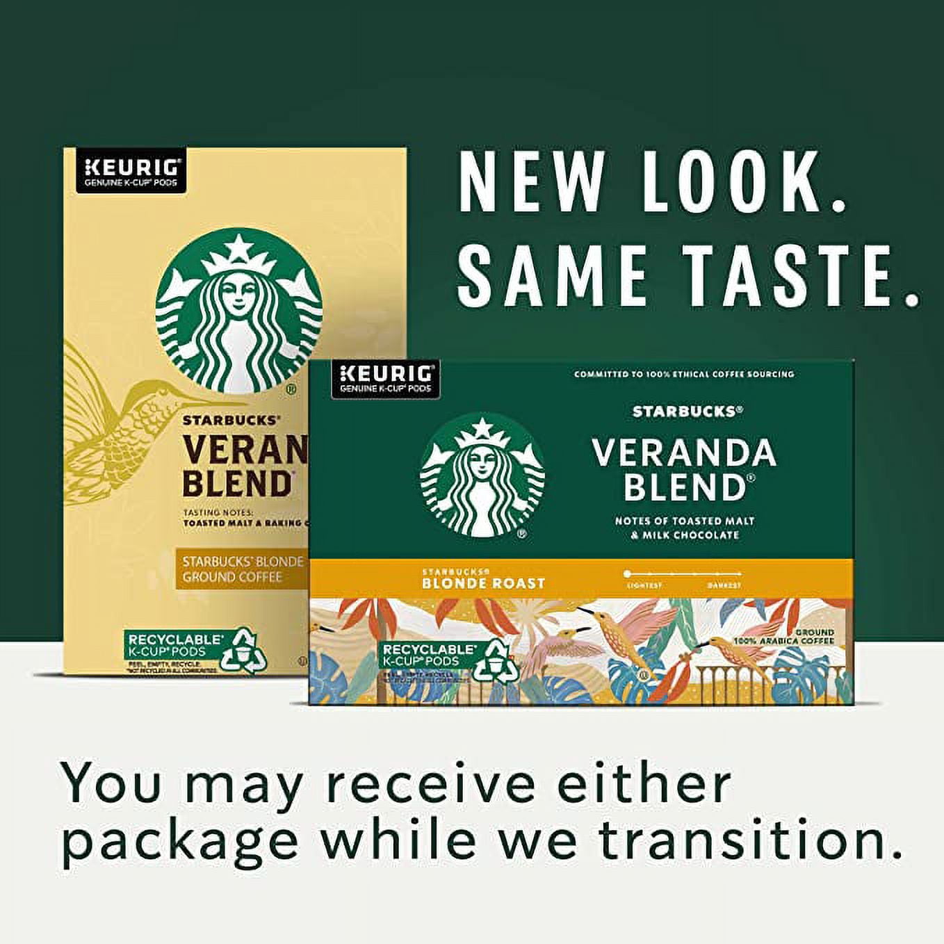 Starbucks K-Cup Coffee Pods—Starbucks Blonde Roast Coffee—Veranda Blend for Keurig Brewers—100% Arabica—6 boxes (60 pods total)