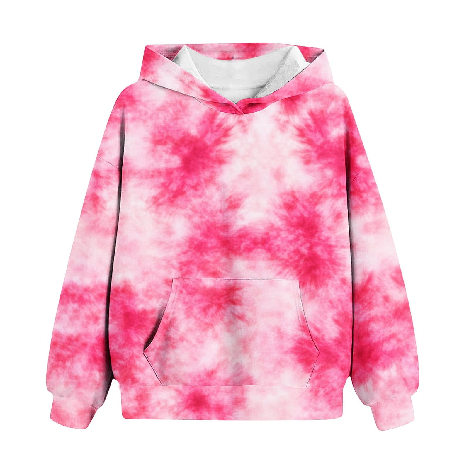 FSYBOA Girls Hooded Sweatshirts Fall Casual Long Sleeve Pullover Kids Hoodies Hot Pink Size 2-3T