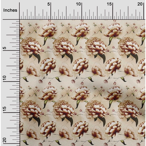 oneOone Polyester Spandex Light Brown Fabric Florals Diy Clothing Quilting Fabric Print Fabric By Yard 56 Inch Wide-OBM
