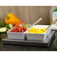 thumbnail image 4 of White Ceramic Appetizer Condiment Relish Serving Bowl Set of 4 With Spoons & Stainless Steel Tray (Modern Square), 4 of 4