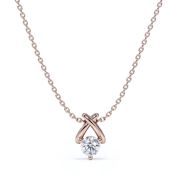 Collar con Colgante de Diamantes Cultivados JeenMata en Oro Rosa de 18 K sobre Plata 0.33 quilates