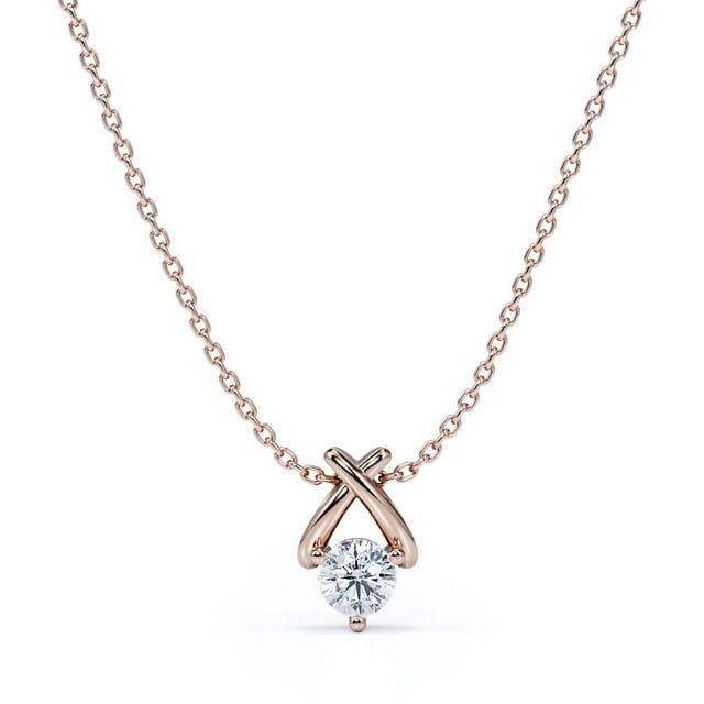 Collar con Colgante de Diamantes Cultivados JeenMata en Oro Rosa de 18 K sobre Plata 0.33 quilates