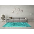 thumbnail image 3 of Ahgly Company Indoor Square Oriental Turquoise Blue Industrial Area Rugs, 4' Square, 3 of 4