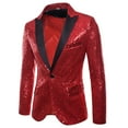 thumbnail image 2 of SMihono Men's Trendy Blazer Suit Jacket Lapel Collar Formal Button Front Stretch Suit Coat Prom Wedding Long Sleeve Tuxedo Slim Fit Solid Sports Business Pocket Work Office Lightweight Red 8, 2 of 4