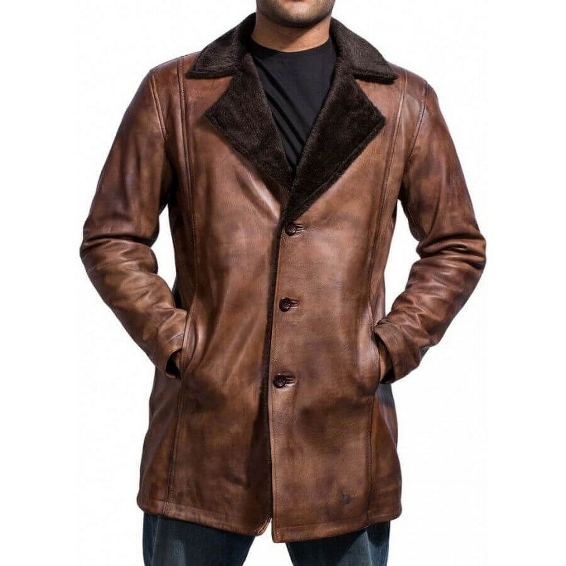 Manteau cuir marron sale